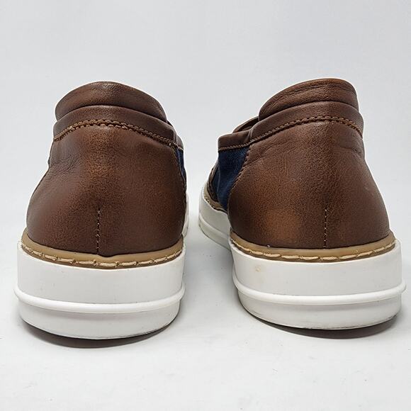 M. Gemi Sneakers Women 8.5M The Gina Navy Blue Linen & Brown Leather Slip-on - Picture 5 of 10